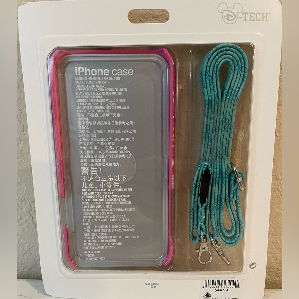 NWT Disney iPhone XR Case with adjustable strap.